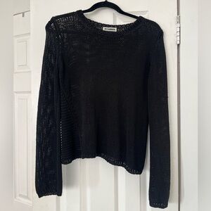 Jil Sander Knit Long Sleeve Black Top